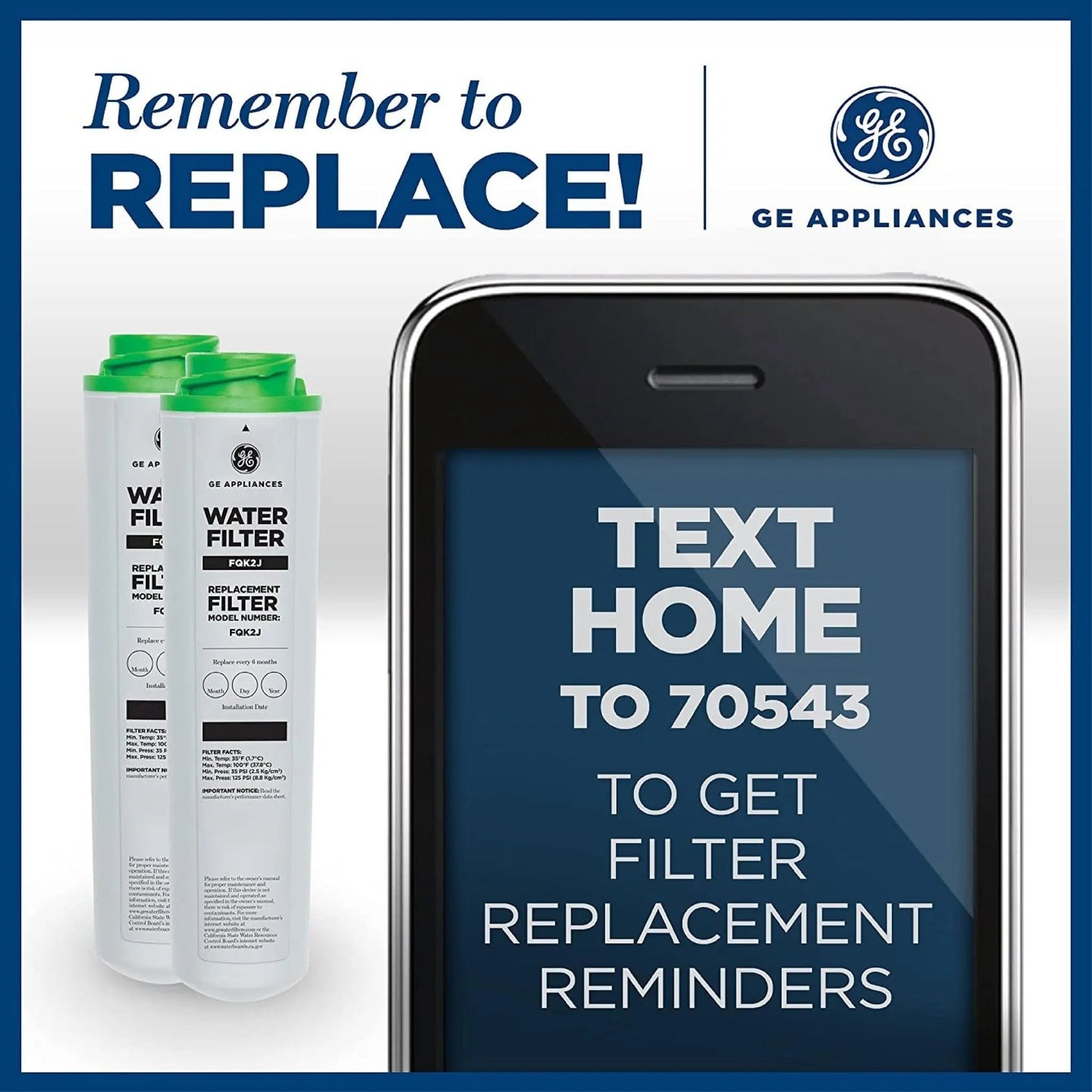 GE FQK2J Under Sink Replacement Water Filter GE