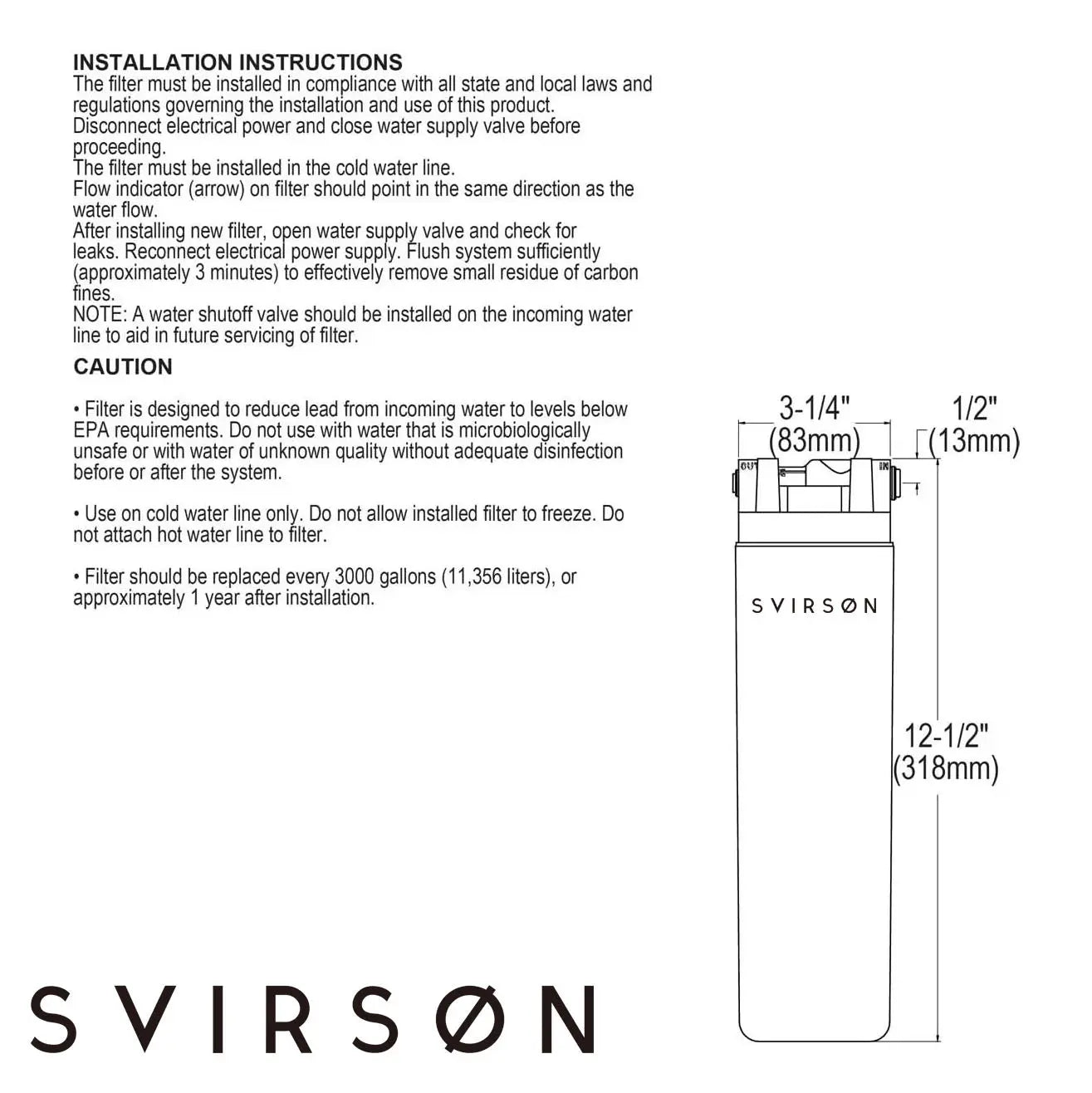 Svirson Replacement Water Filter 51300C 2-Pack - Wаtеrsеntry Plus - 11350 Liter Capacity - Bottle FIlters - Best Water Filter Cartridge Svirson