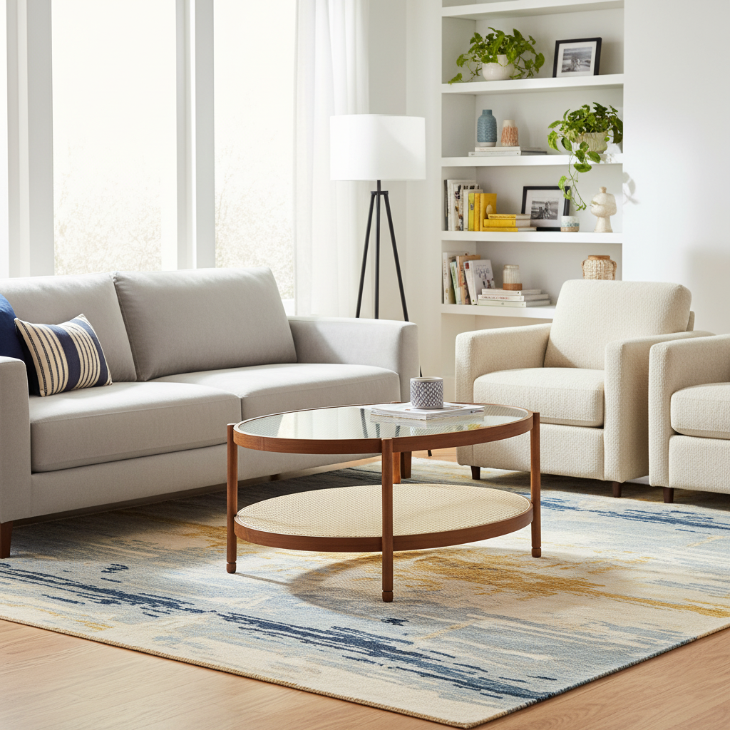 Modern Farmhouse Solid Wood Round Nesting Coffee Table