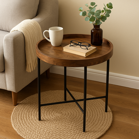 Industrial Round Side Table For Living Room and Lounge
