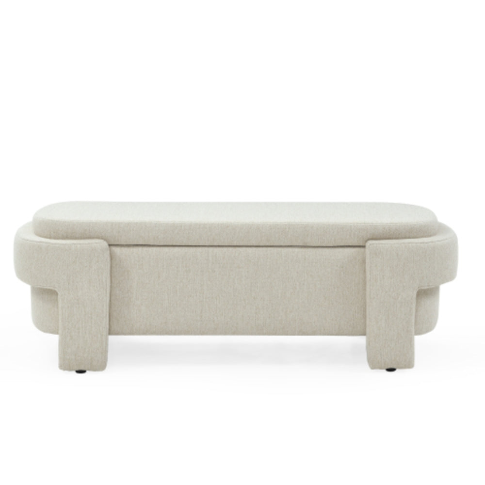 Linen Fabric Upholstered Storage Bench for Living Room
