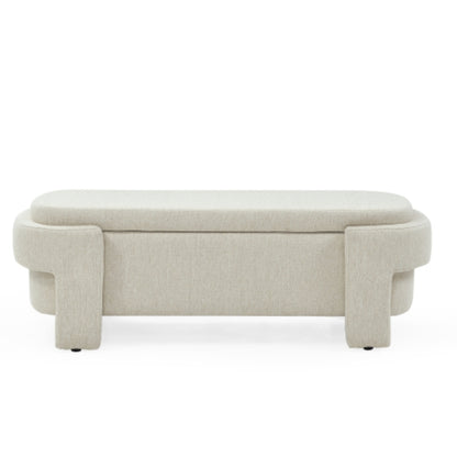 Linen Fabric Upholstered Storage Bench for Living Room