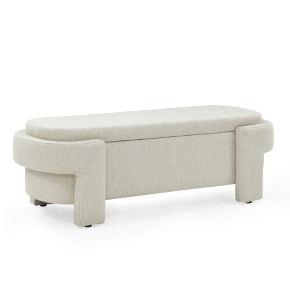 Linen Fabric Upholstered Storage Bench for Living Room