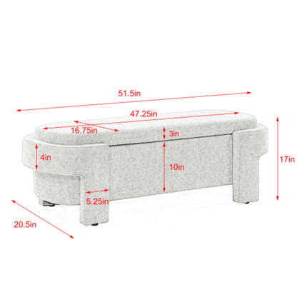 Linen Fabric Upholstered Storage Bench for Living Room