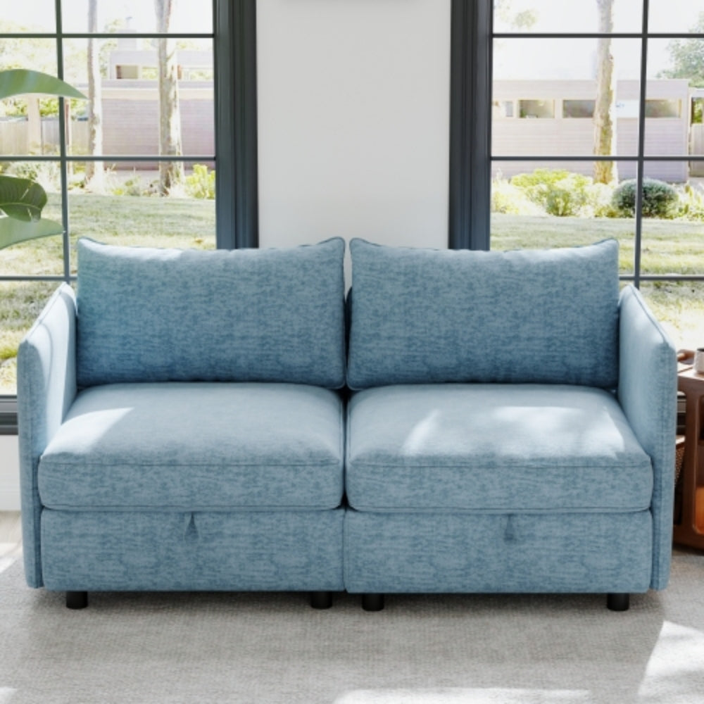 Blue Modular Sofa Side Armrests for Sectional Couch