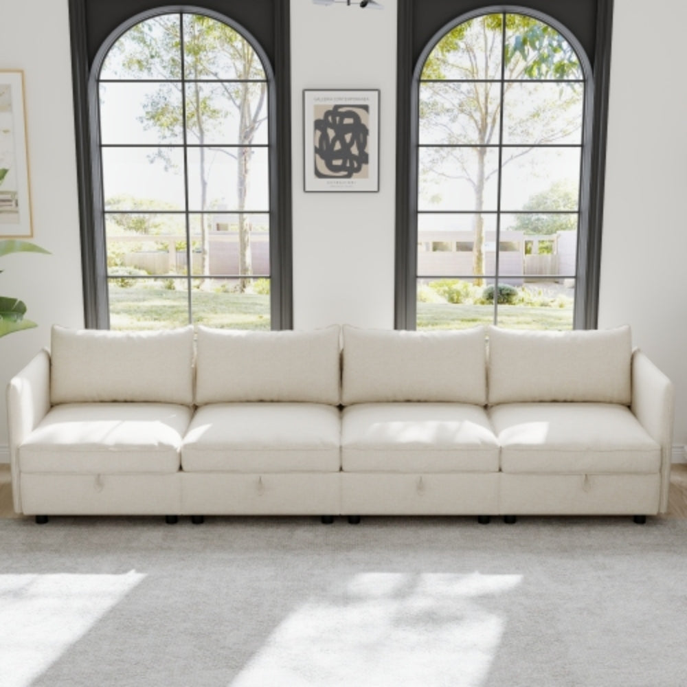 Beige Modular Sofa Side Armrests for Sectional Couch