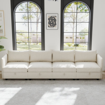 Beige Modular Sofa Side Armrests for Sectional Couch