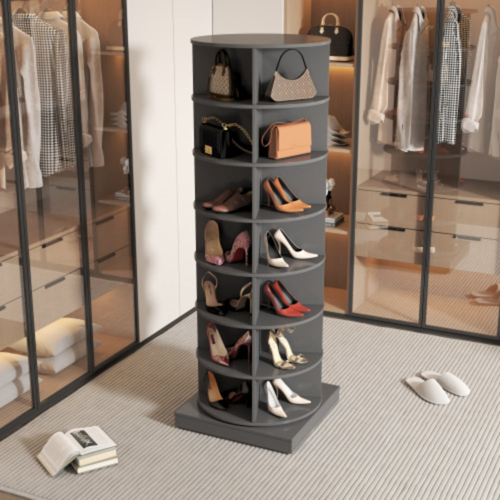 360 Degree Rotating Shoe Cabinet Grey Finish