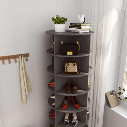 360 Degree Rotating Shoe Cabinet Grey Finish