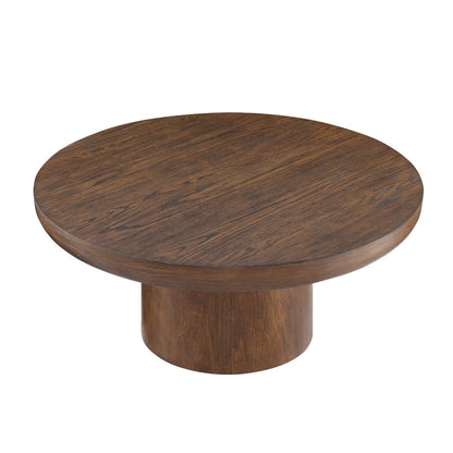 36" Dark Brown Round Coffee Table For Living Room Office