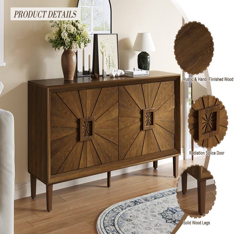 60" Premium Rustic American Farmhouse Wooden Credenza