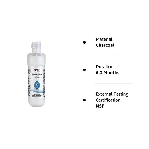 LG LT1000P - 6 Month / 200 Gallon Capacity Replacement Refrigerator Water Filter (NSF42, NSF53, and NSF401) ADQ74793501, ADQ75795105, or AGF80300704 , White LG