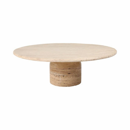 Stone Wood Modern Casual Round Coffee Table - Ivory, 16 in.