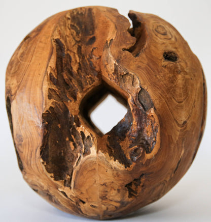 12" Teak Wood Sphere – Live Edge Accent