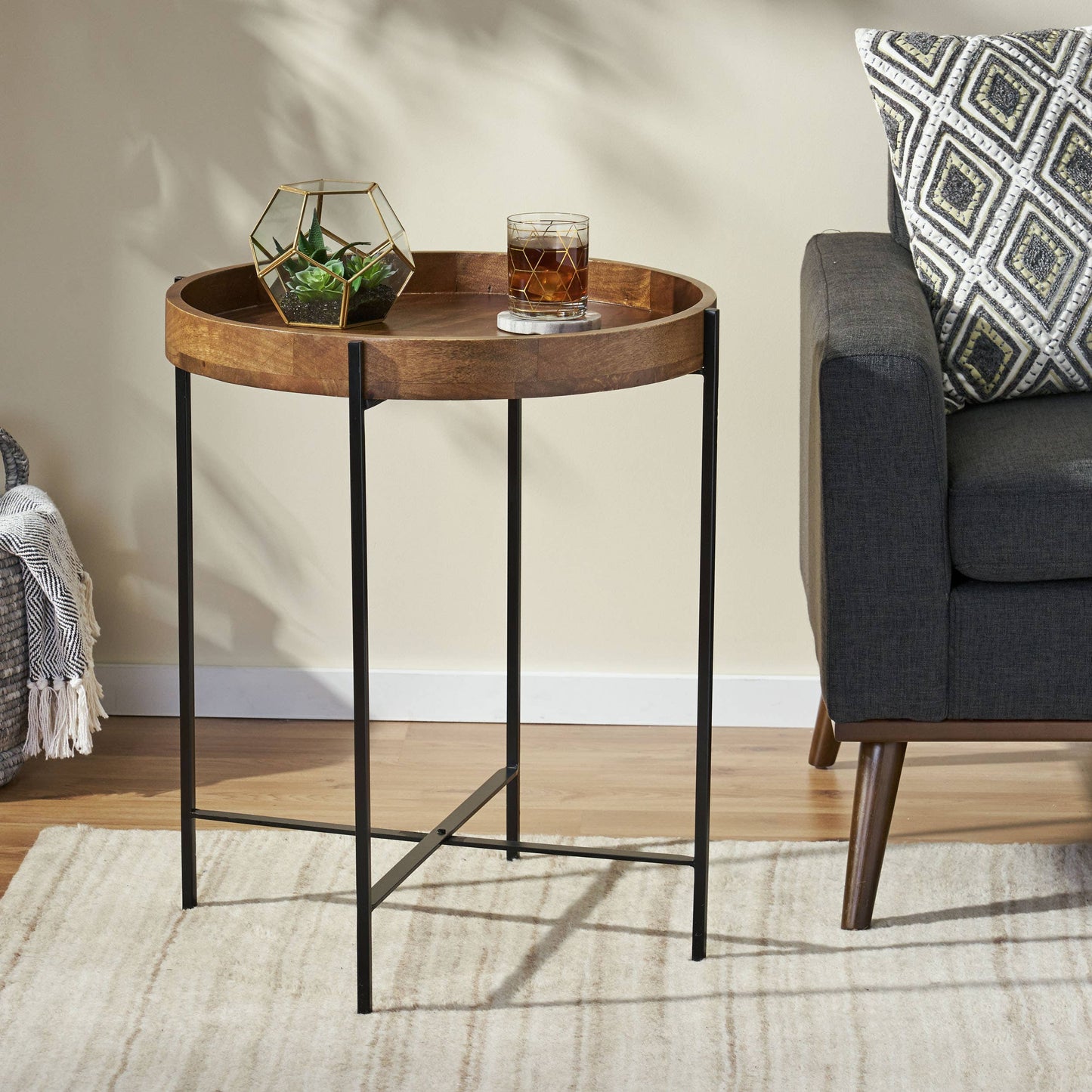 Industrial Round Side Table For Living Room and Lounge