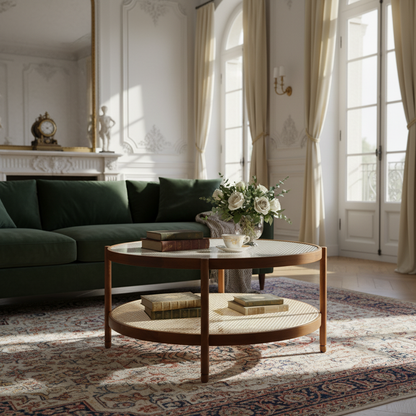 Modern Farmhouse Solid Wood Round Nesting Coffee Table