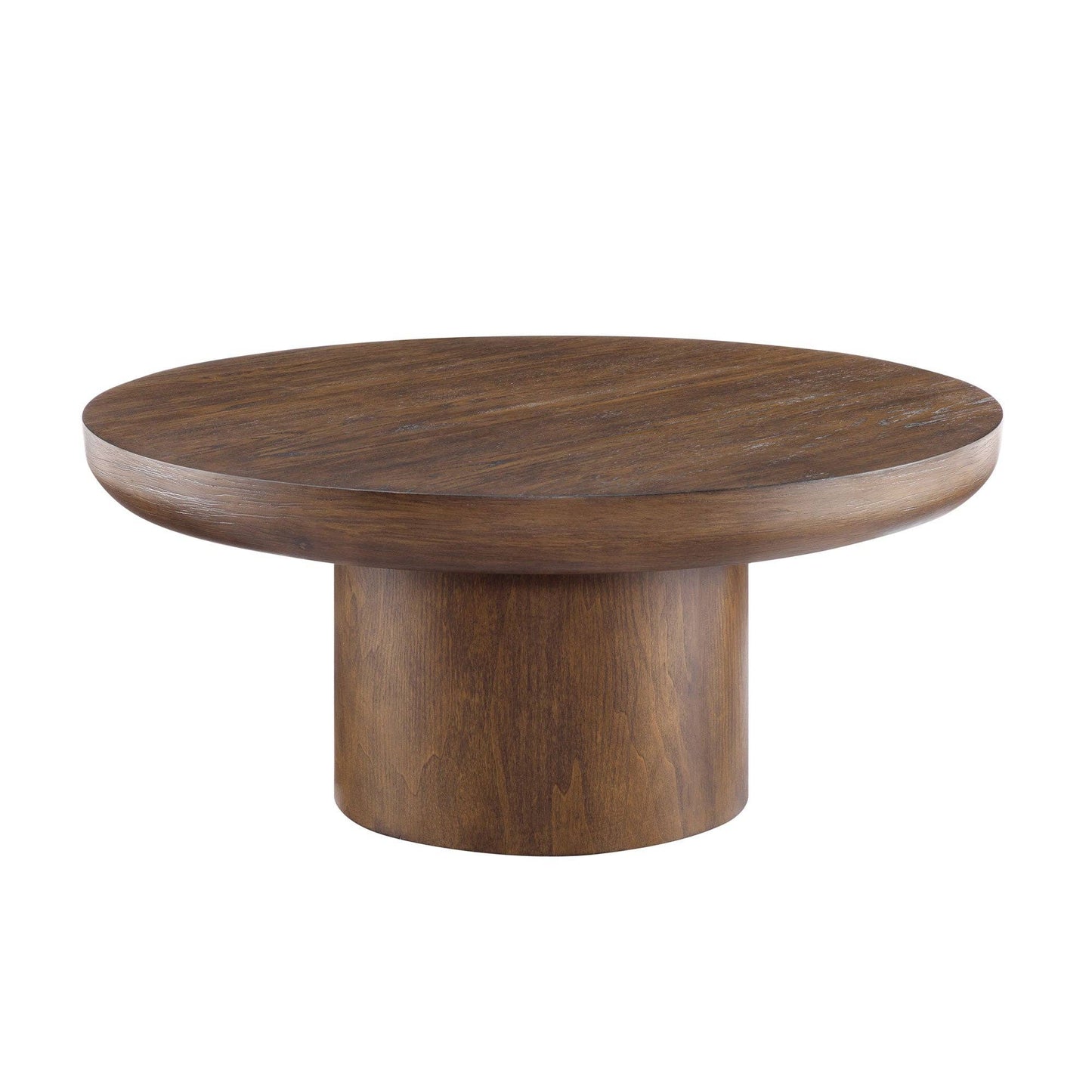 Brutoni 36" Round Soild Wood Coffee Table with Sculpted Pedestal Base