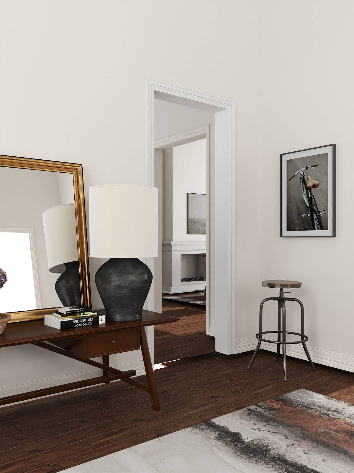 Industrial Height-Adjustable Barstool with Walnut Seat,2 Pcs