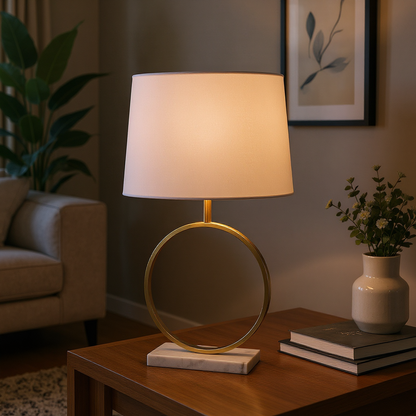 Opal Table Lamp with White Marble Base