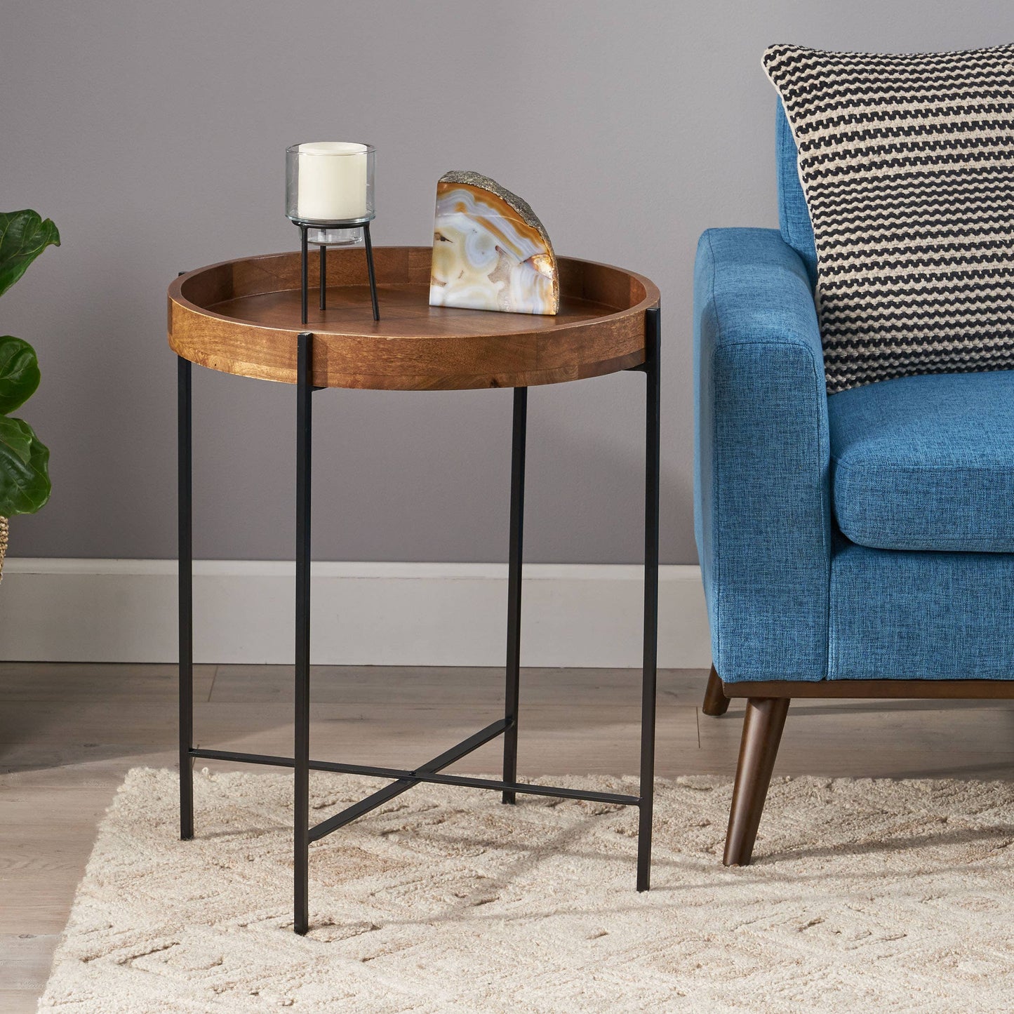 Industrial Round Side Table For Living Room and Lounge