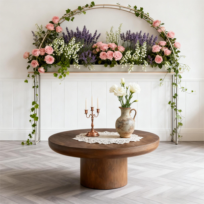 36" Dark Brown Round Coffee Table For Living Room Office