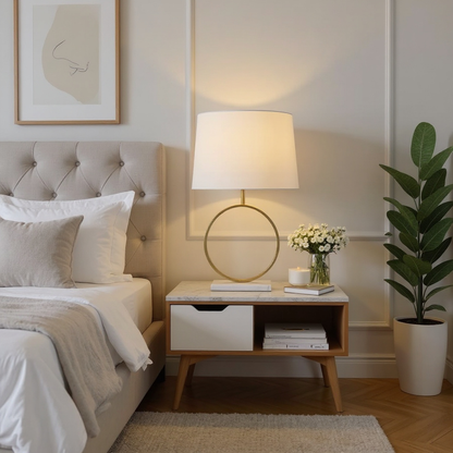 Opal Table Lamp with White Marble Base