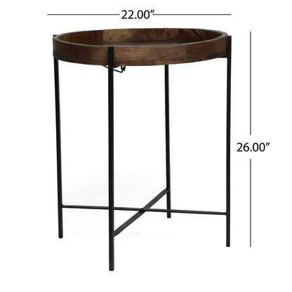 Industrial Round Side Table For Living Room and Lounge