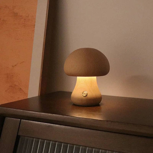 Wooden Mushroom Lamps | Touch Control Lamp | Rechargeable
