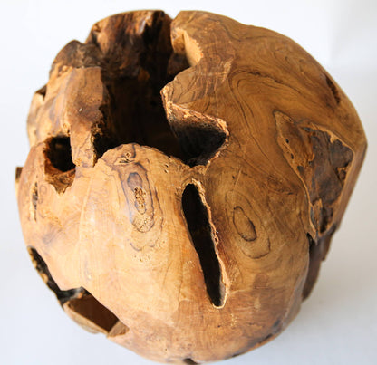 12" Teak Wood Sphere – Live Edge Accent