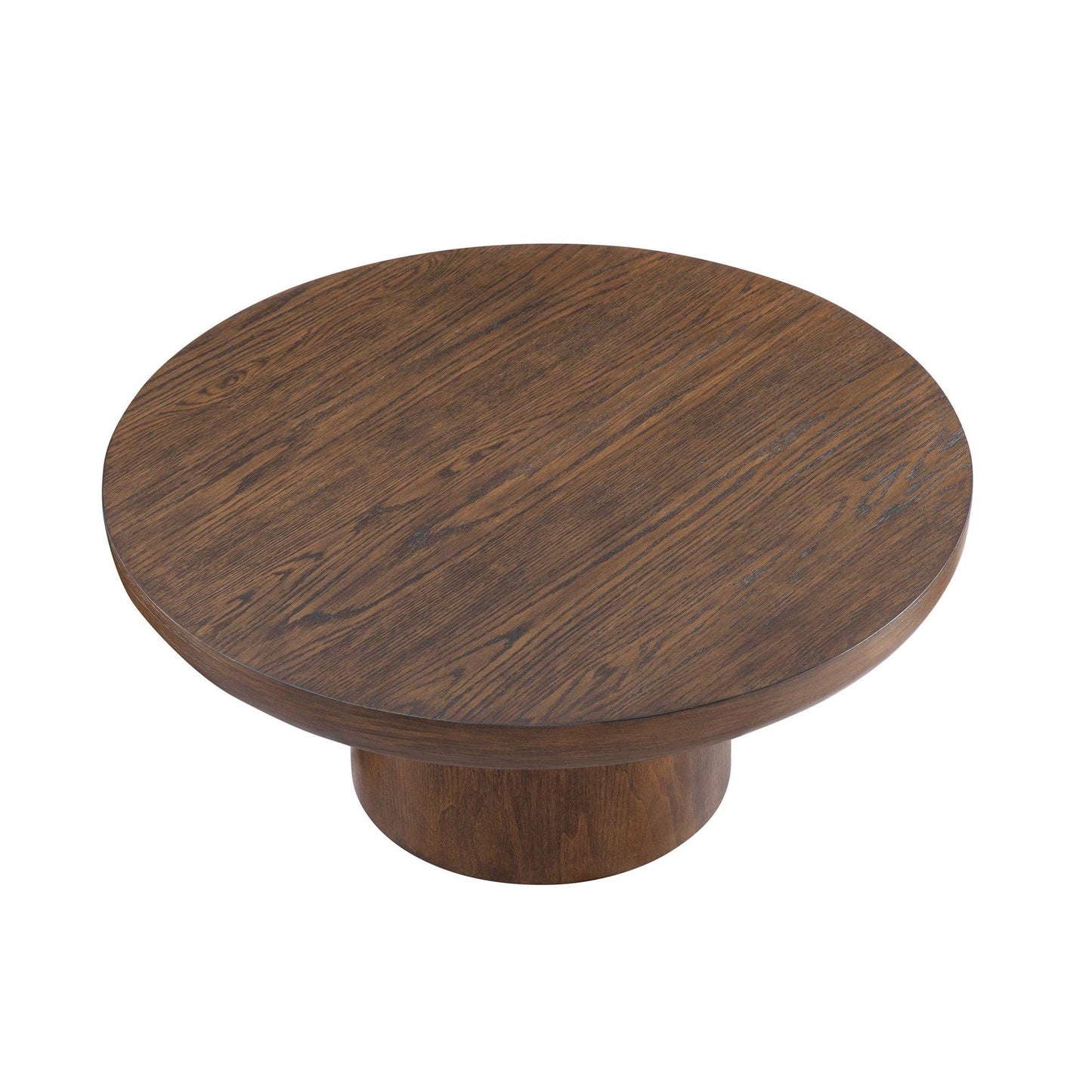 Brutoni 36" Round Soild Wood Coffee Table with Sculpted Pedestal Base
