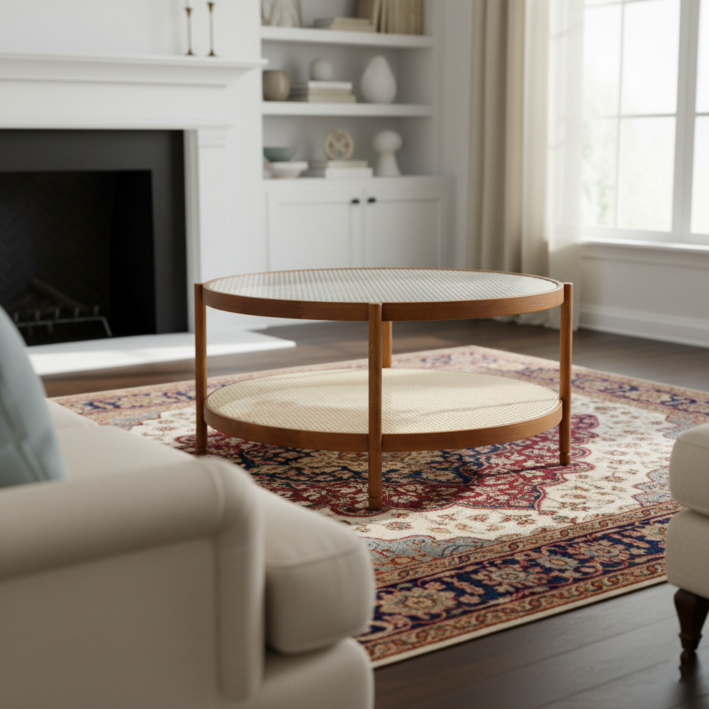Modern Farmhouse Solid Wood Round Nesting Coffee Table