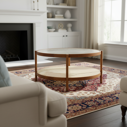 Modern Farmhouse Solid Wood Round Nesting Coffee Table