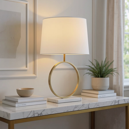 Opal Table Lamp with White Marble Base