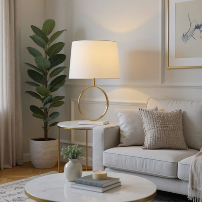 Opal Table Lamp with White Marble Base